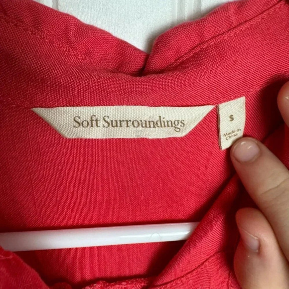 Soft Surroundings Pink Linen Blend Button Front Top Back Zipper small H44 - Picture 2 of 6